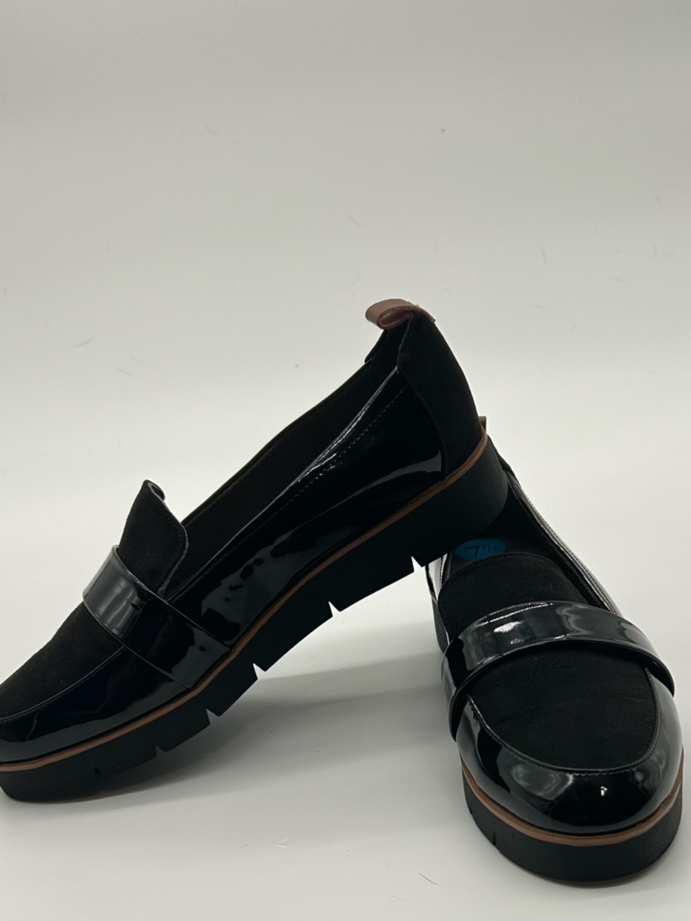 Dr. Scholl's Black Patent & Suede Platform Loafers